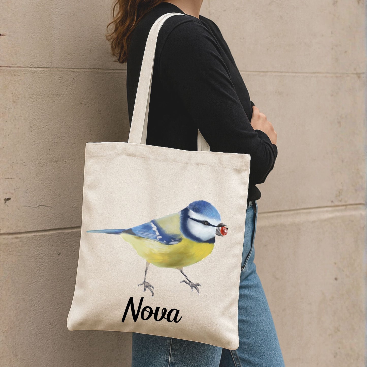 Blue Tit Canvas Tote Bag - MerikaArt