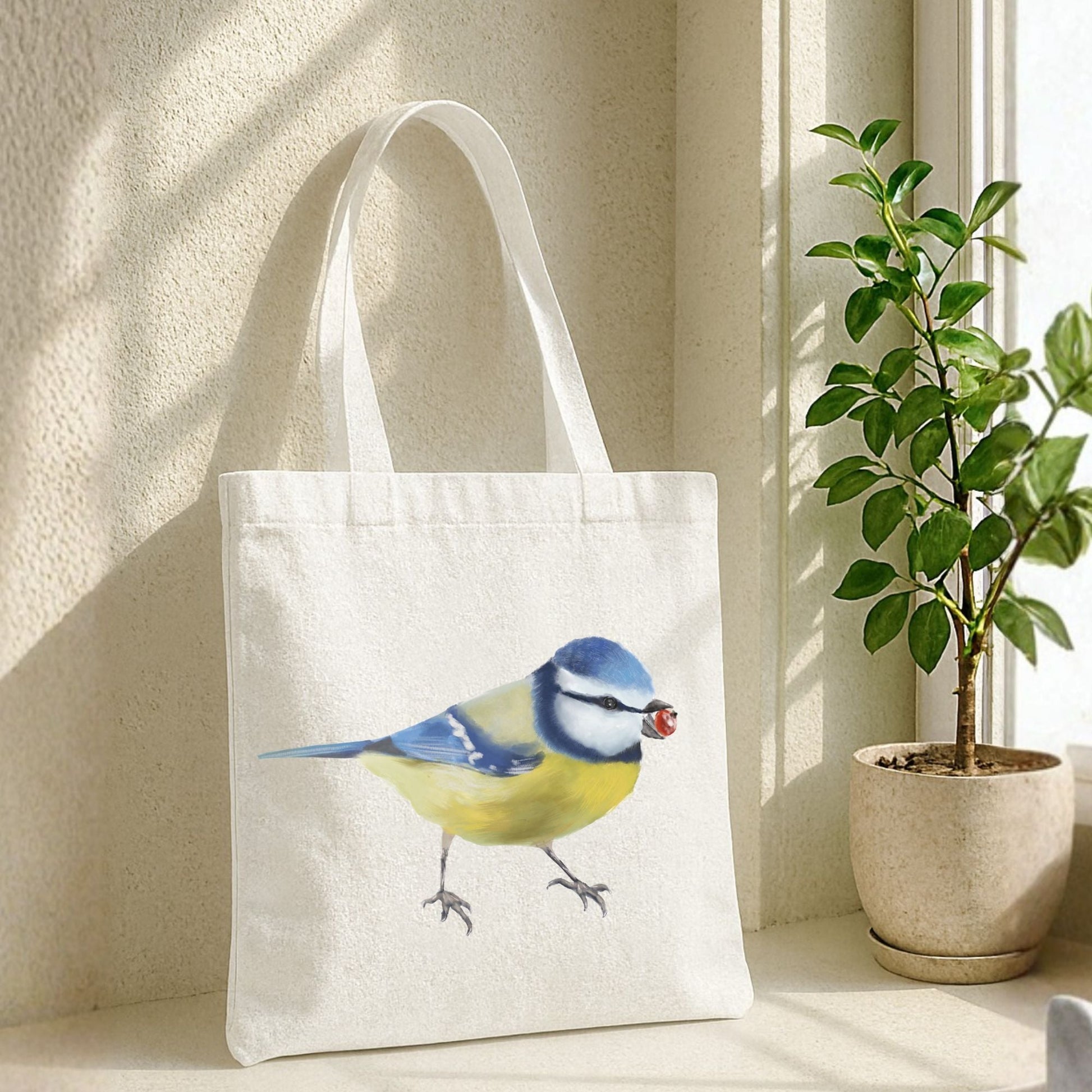 Blue Tit Canvas Tote Bag - MerikaArt