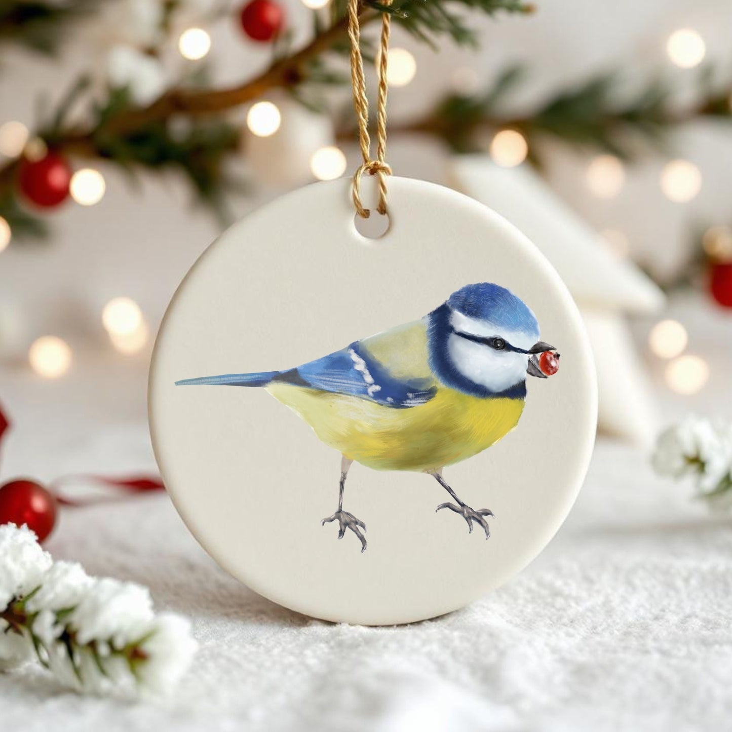 Blue Tit Ceramic Ornament - MerikaArt