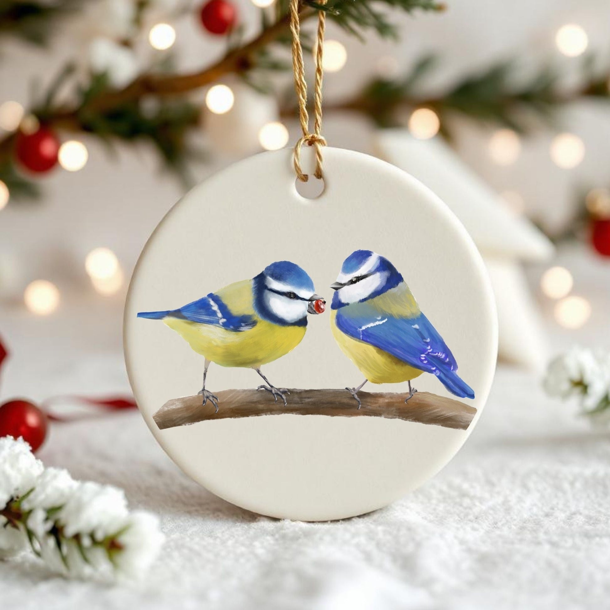 Blue Tit Ceramic Ornament - MerikaArt