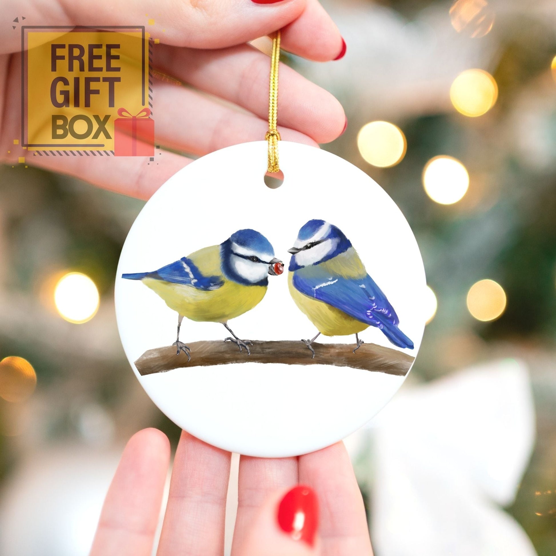 Blue Tit Ceramic Ornament - MerikaArt