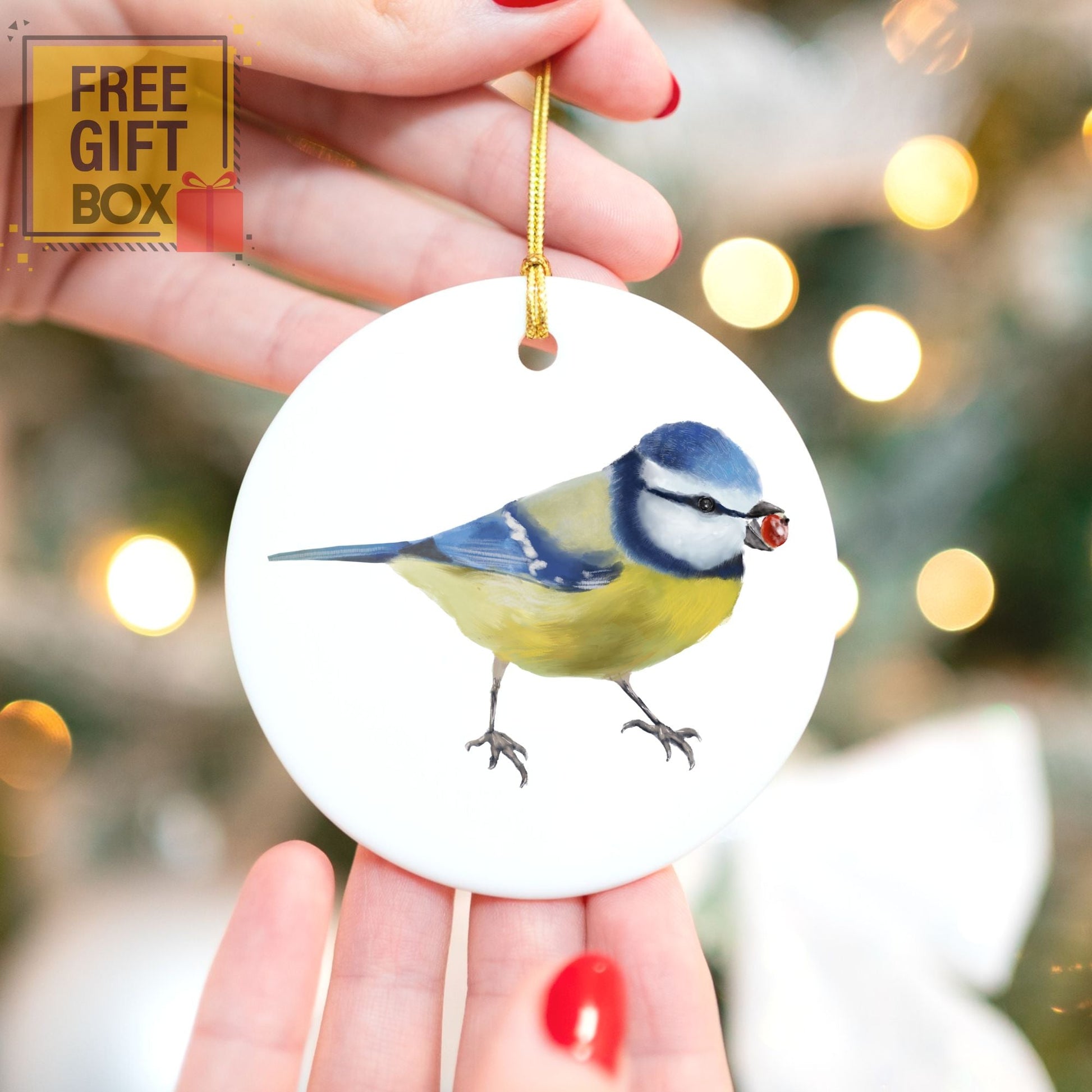 Blue Tit Ceramic Ornament - MerikaArt