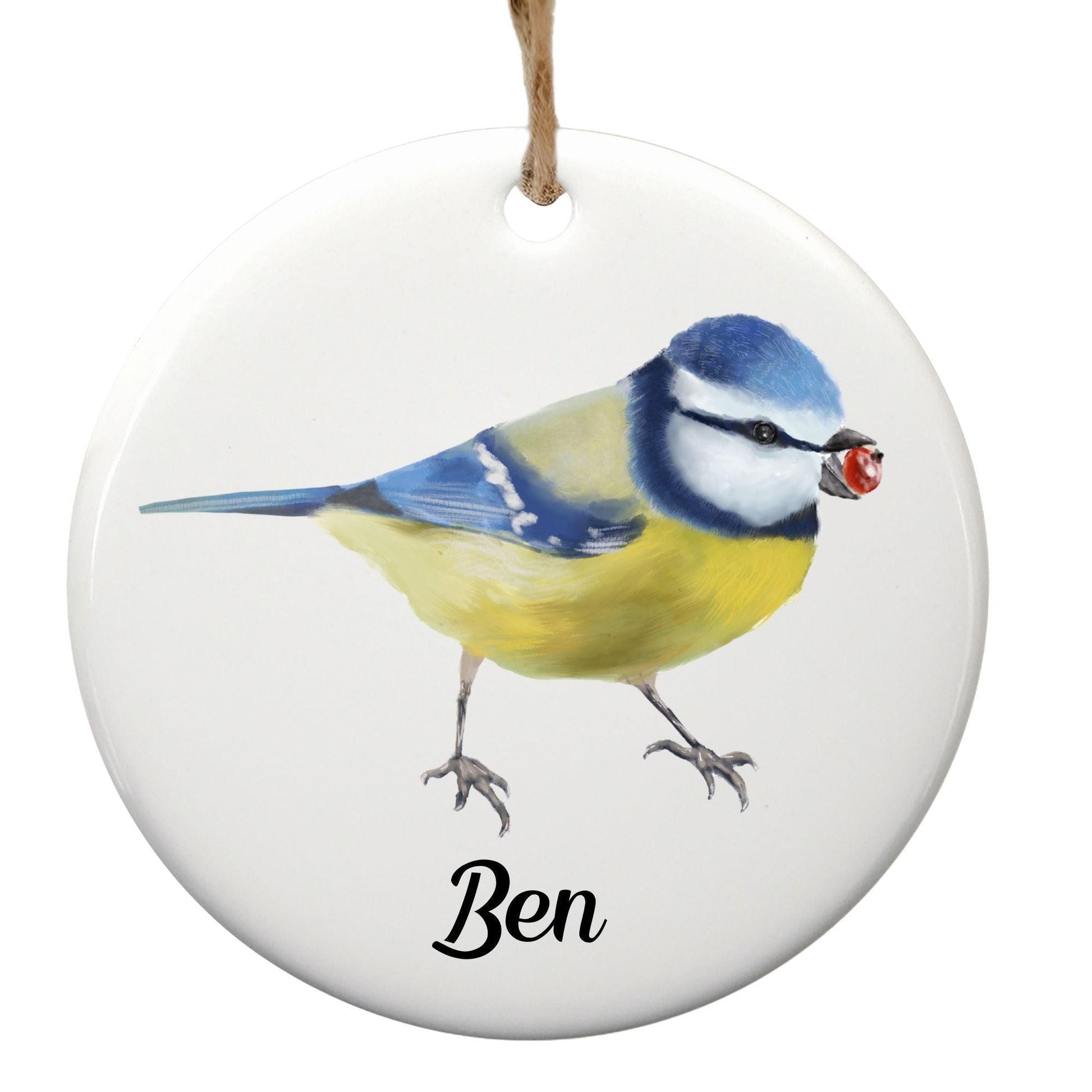 Blue Tit Ceramic Ornament - MerikaArt