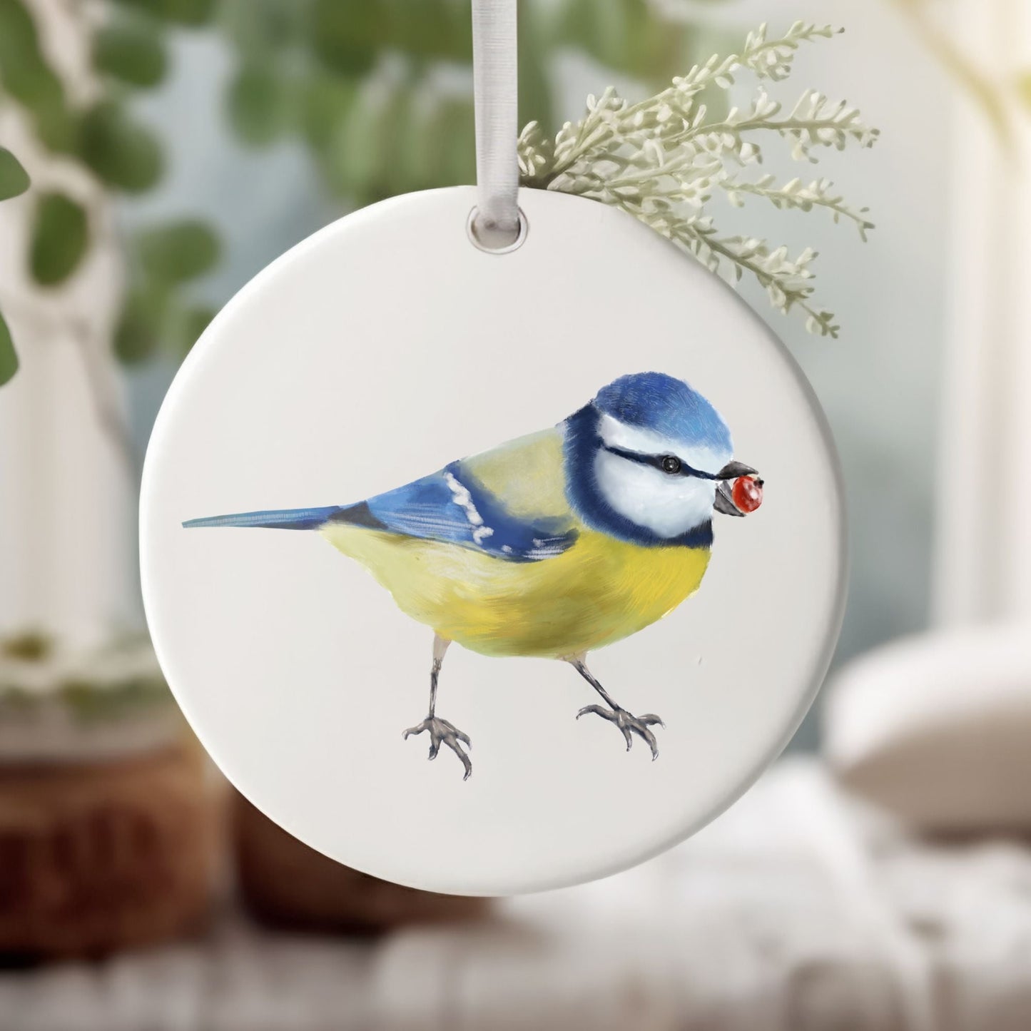 Blue Tit Ceramic Ornament - MerikaArt