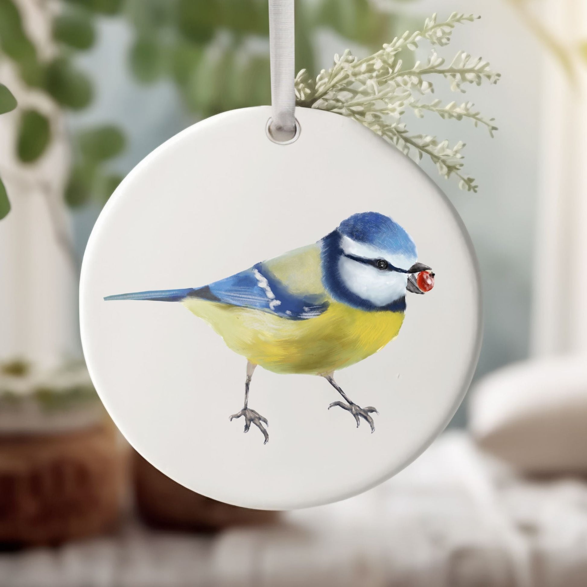 Blue Tit Ceramic Ornament - MerikaArt