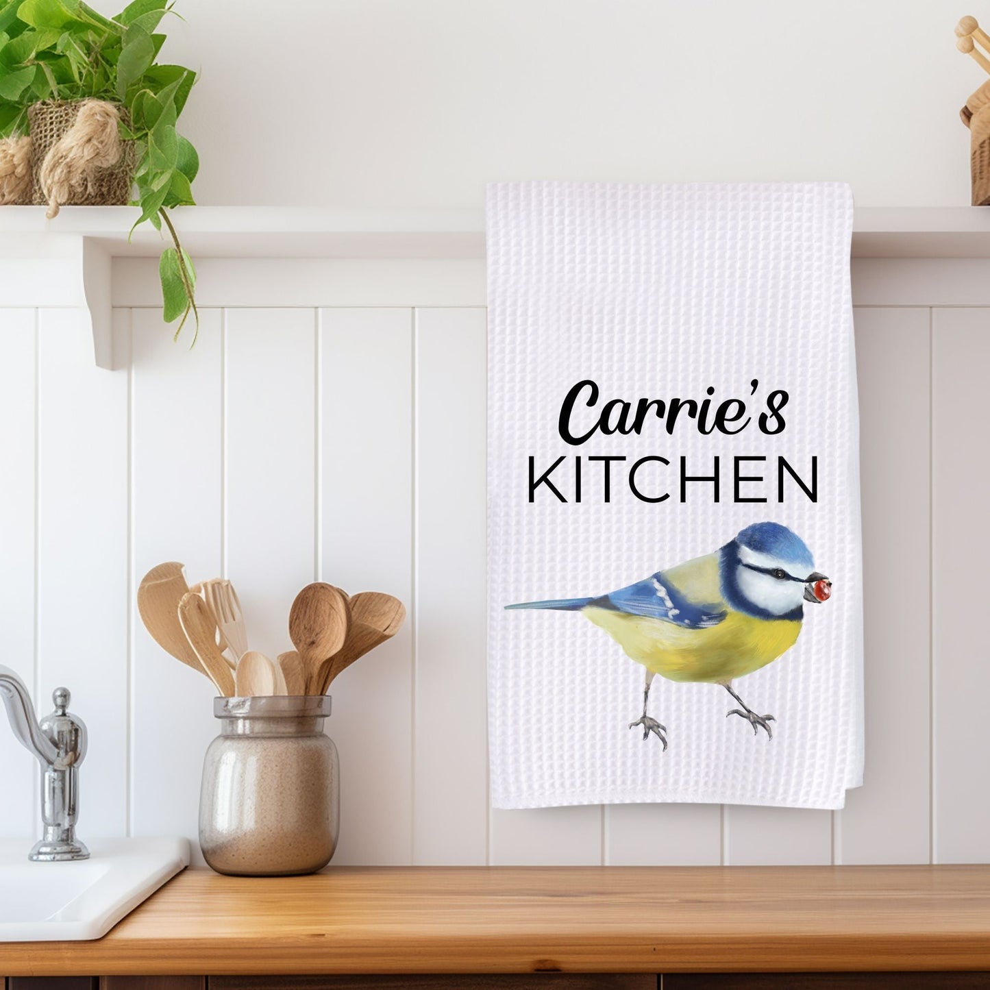 Blue Tit Kitchen Towel - MerikaArt