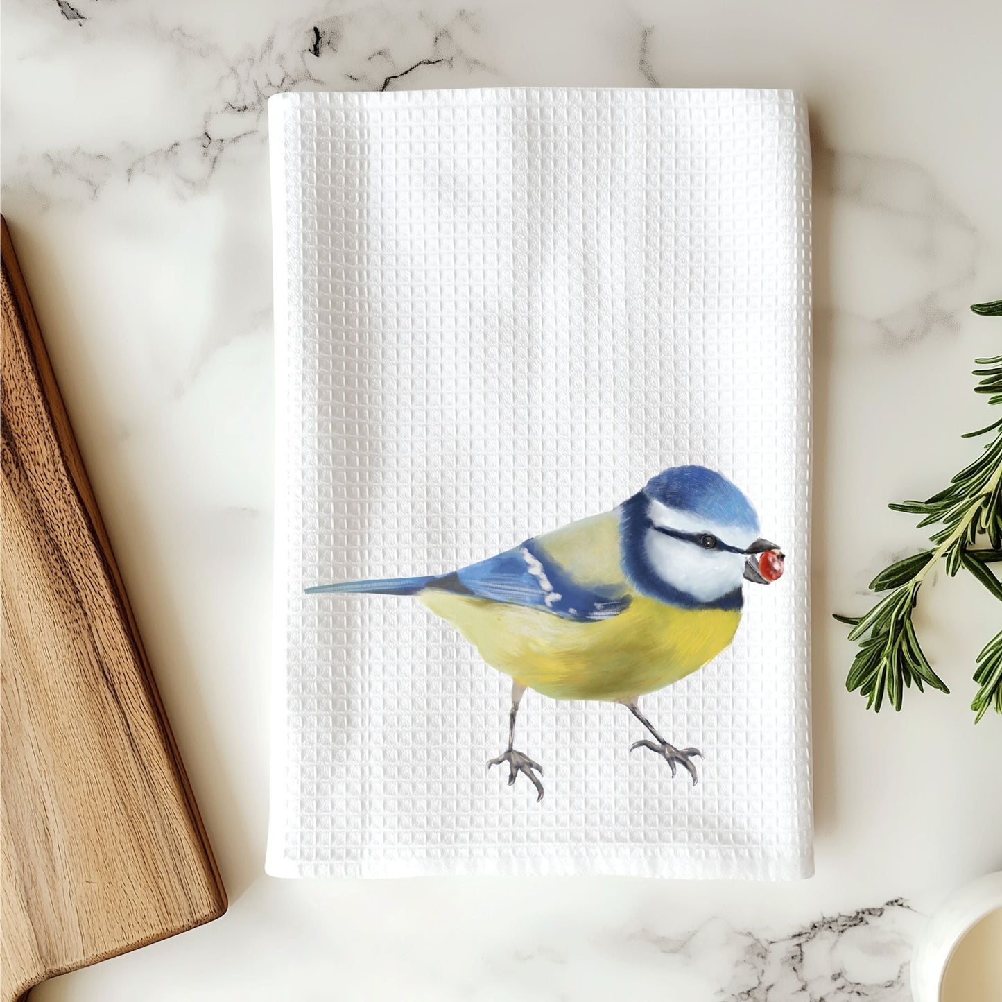 Blue Tit Kitchen Towel - MerikaArt