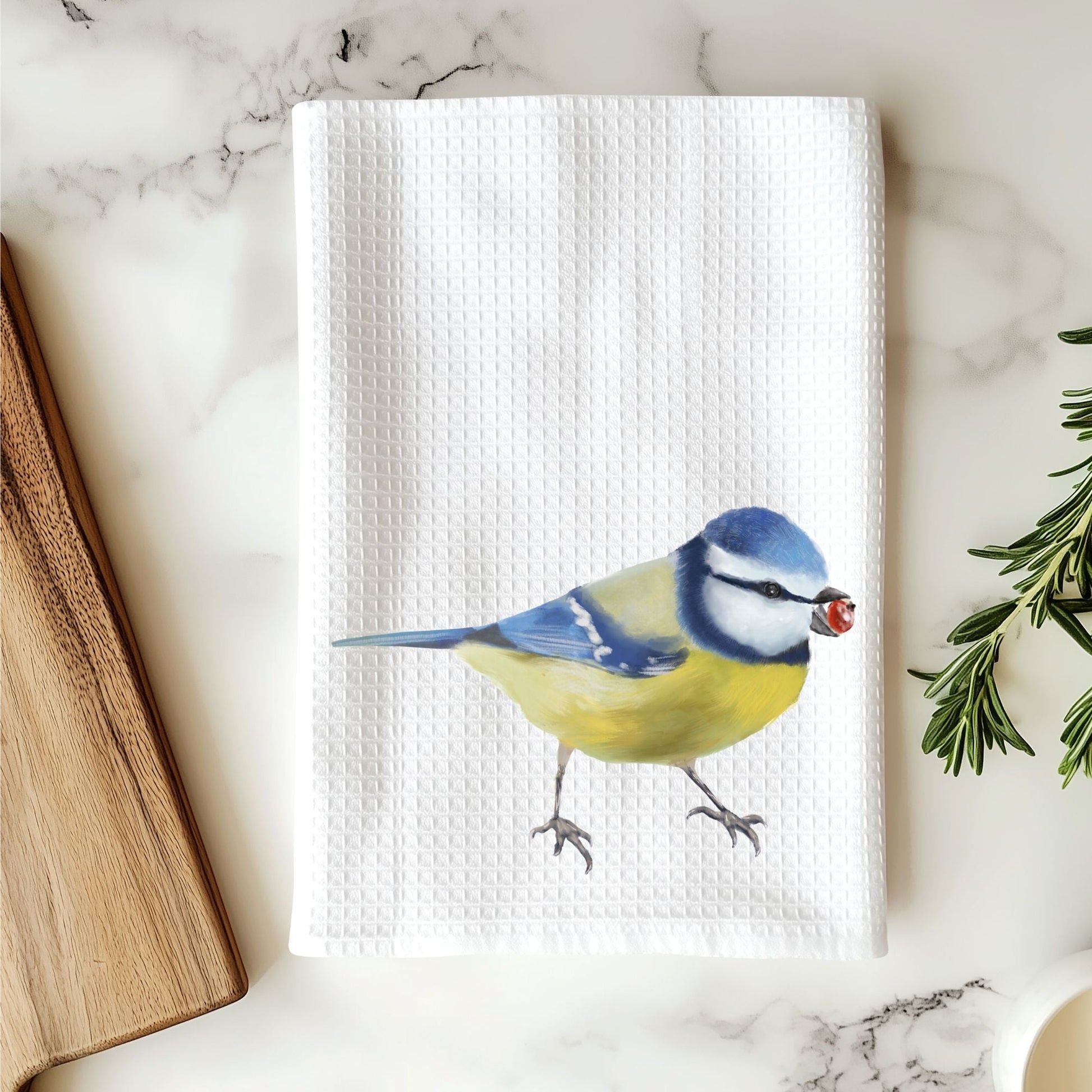 Blue Tit Kitchen Towel - MerikaArt