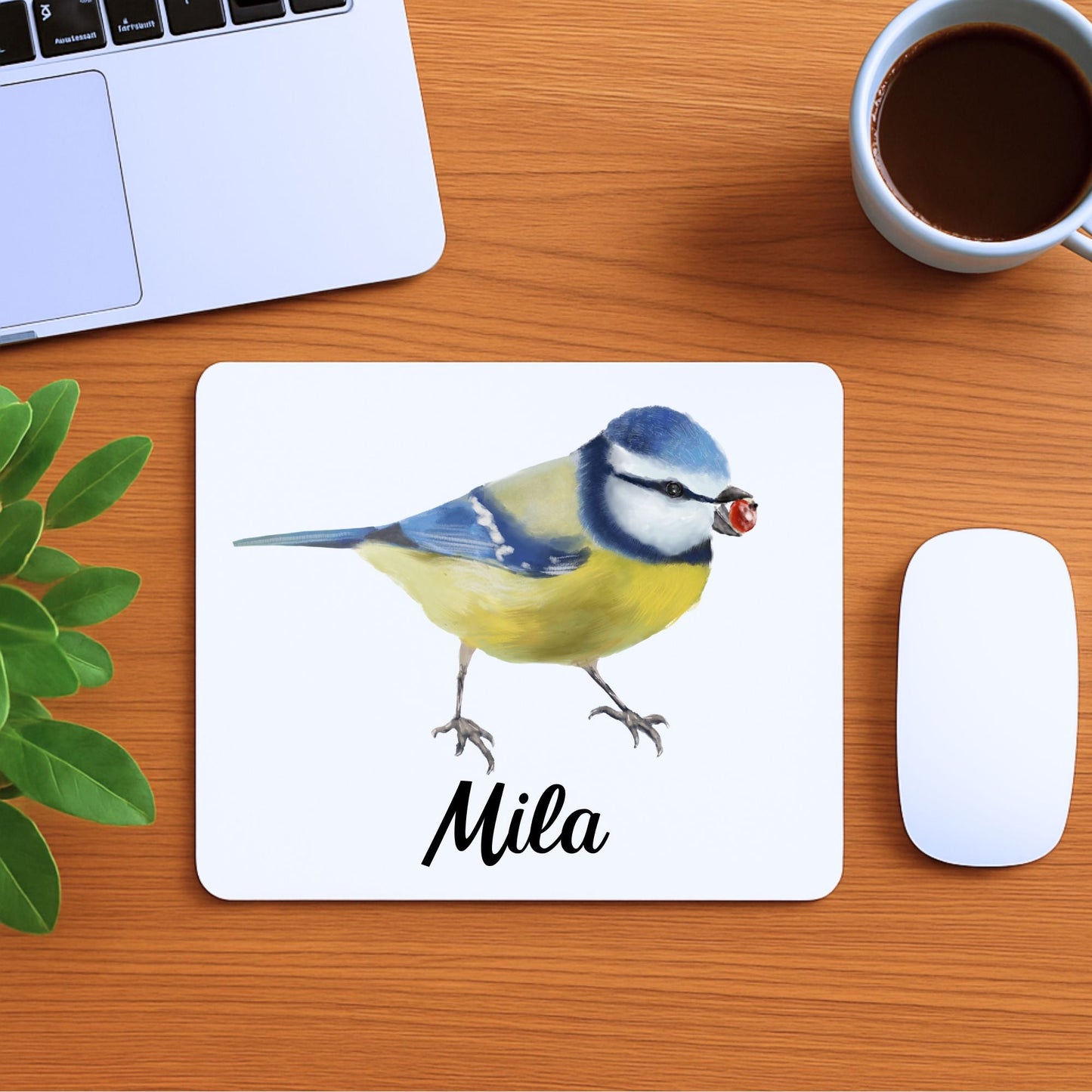 Blue Tit Mousepad - MerikaArt