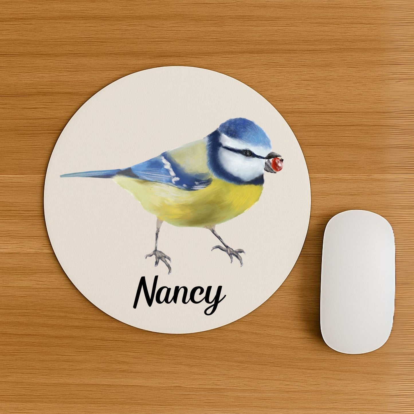 Blue Tit Mousepad - MerikaArt
