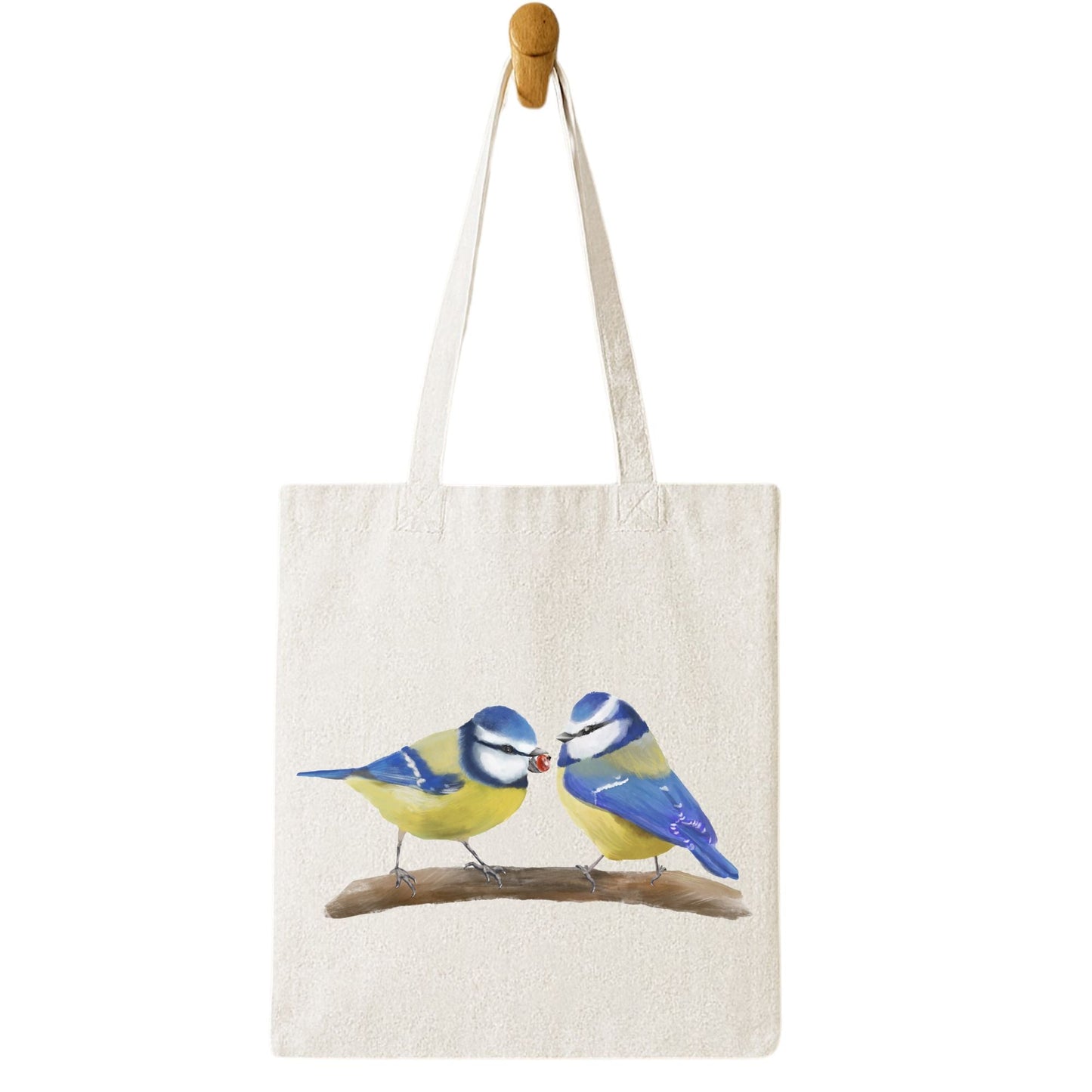 Blue Tit Pair Canvas Tote Bag - MerikaArt