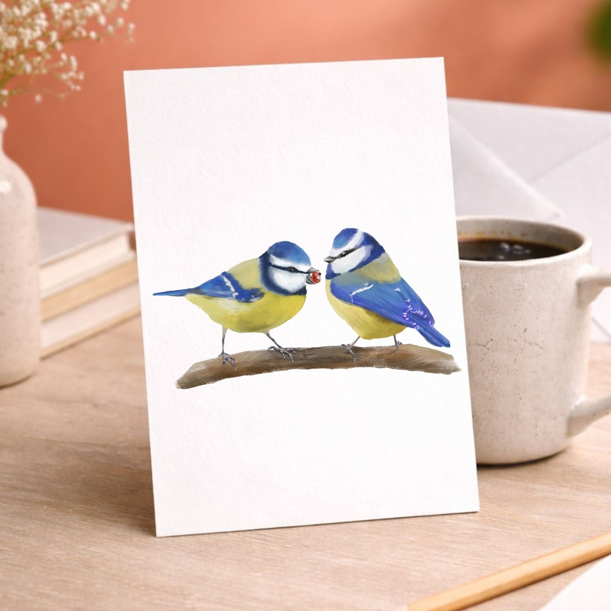 Blue Tit Pair Postcard - MerikaArt