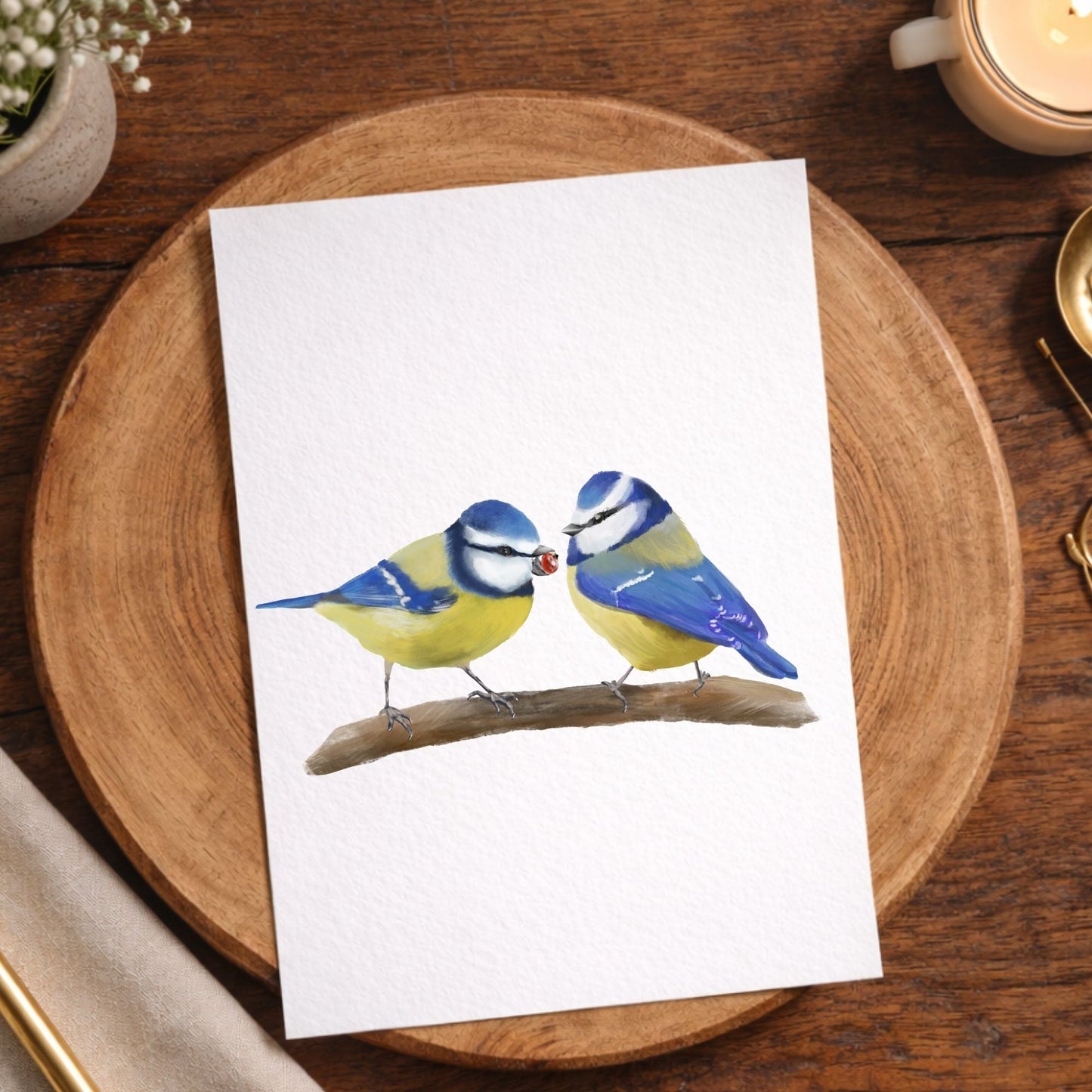 Blue Tit Pair Postcard - MerikaArt