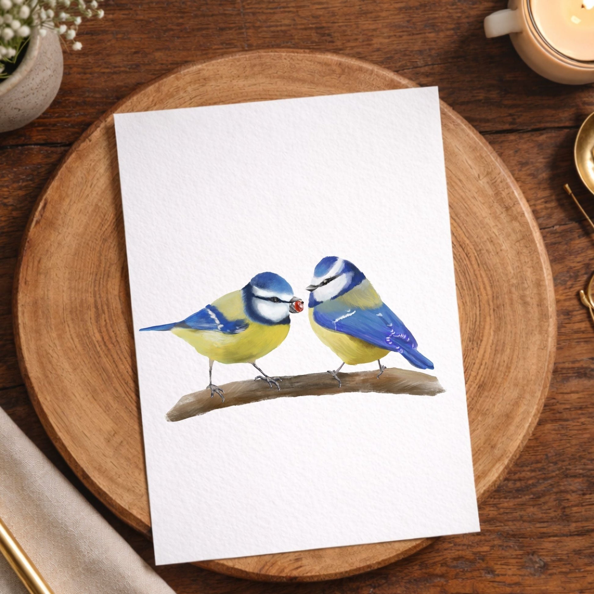 Blue Tit Pair Postcard - MerikaArt