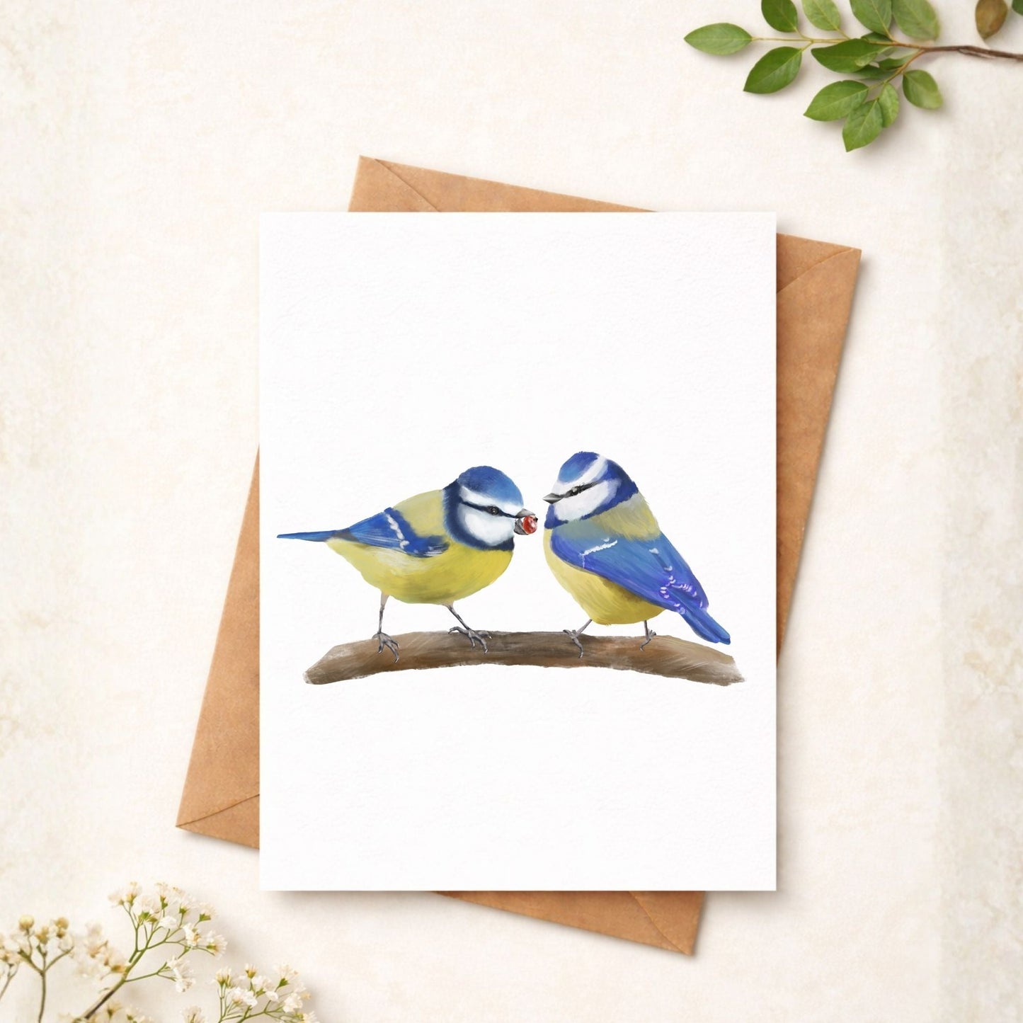 Blue Tit Pair Postcard - MerikaArt