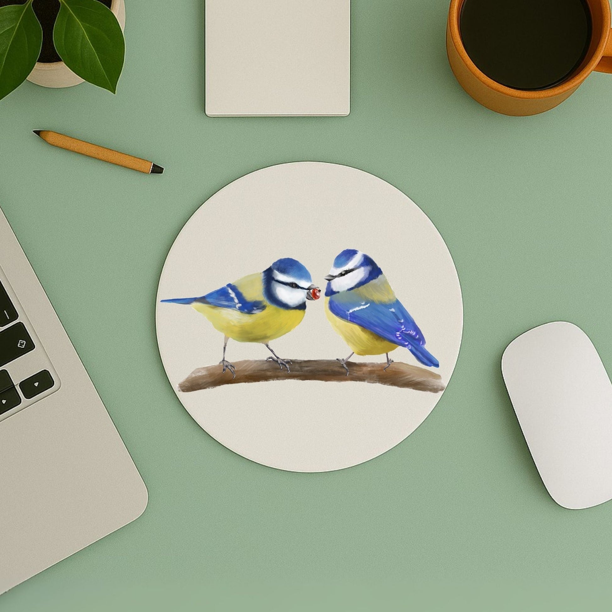 Blue Tits Mousepad - MerikaArt