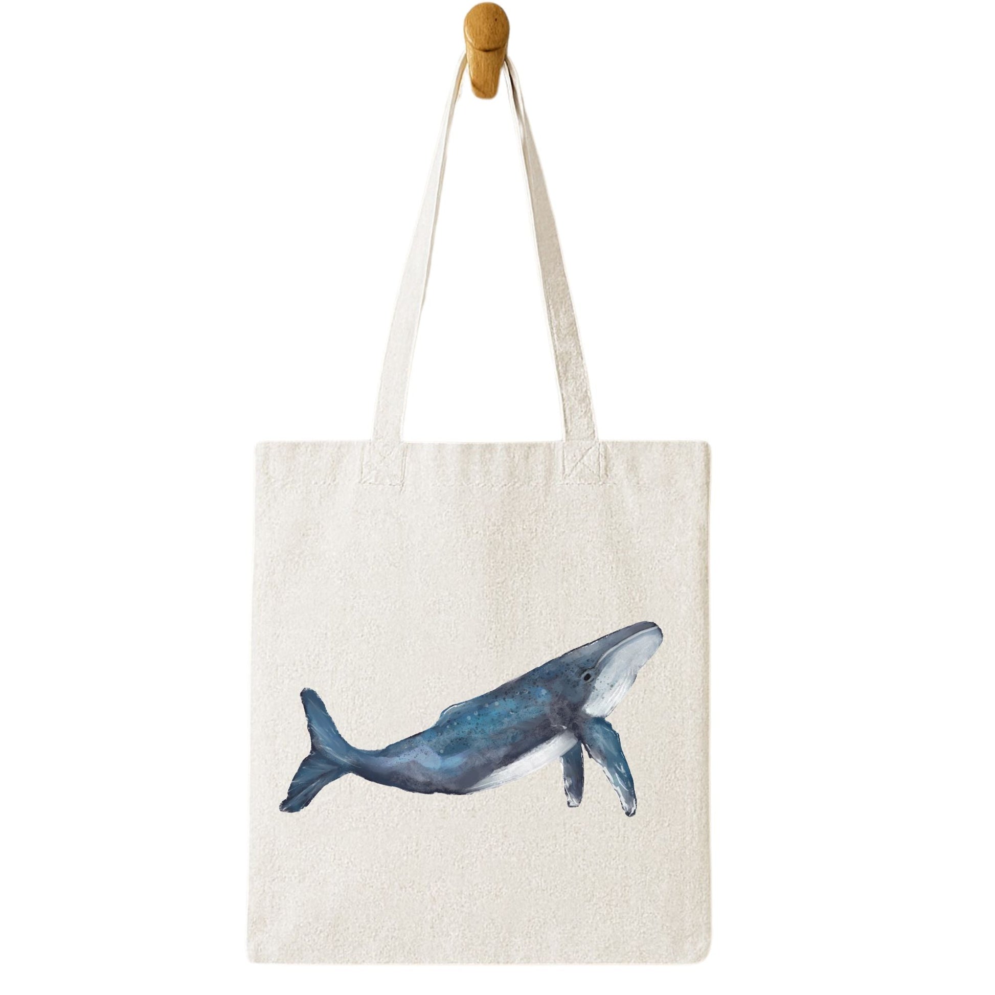 Blue Whale Canvas Tote Bag - MerikaArt