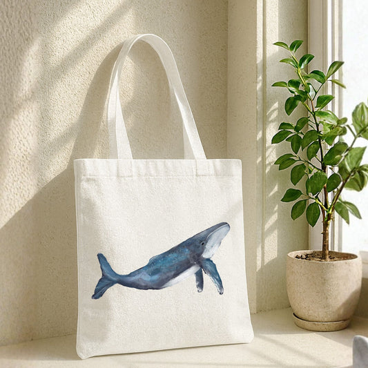 Blue Whale Canvas Tote Bag - MerikaArt