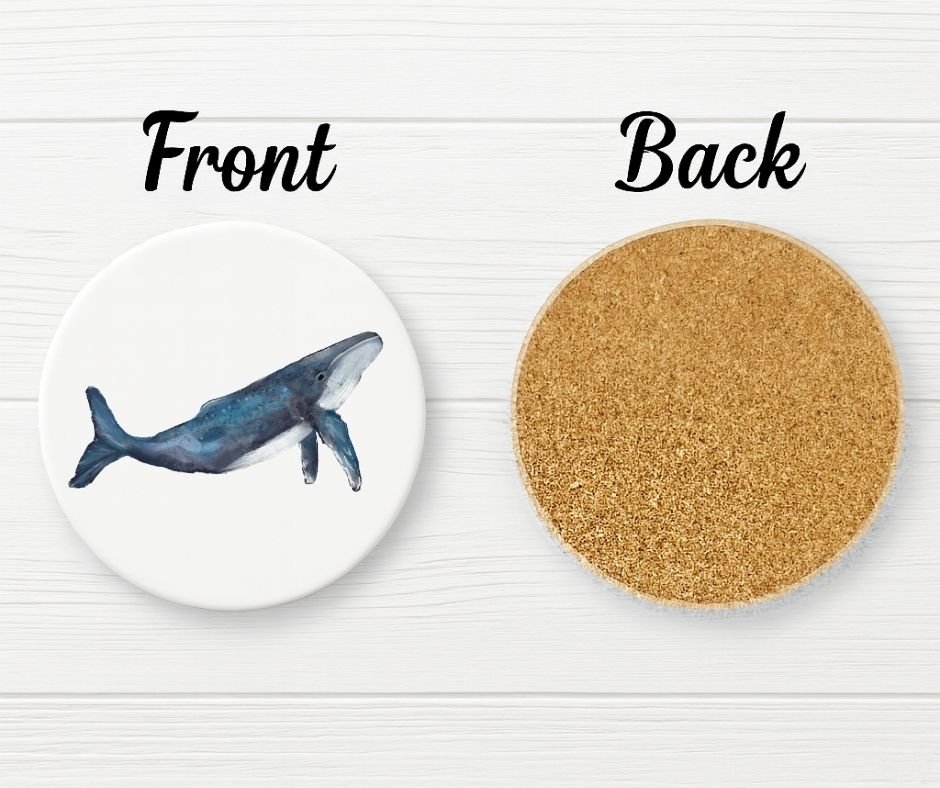 Blue Whale Ceramic Coaster - MerikaArt