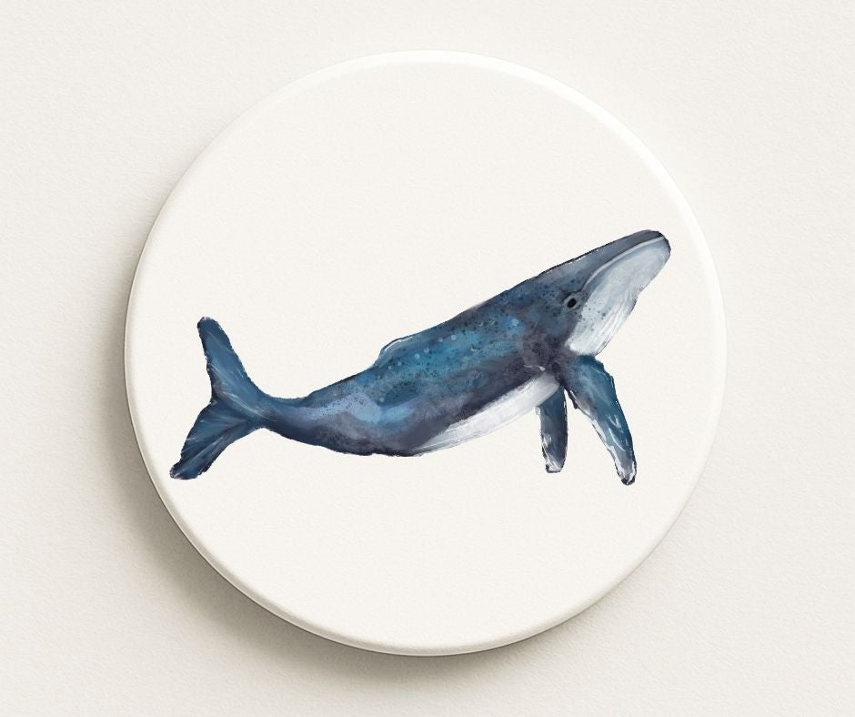Blue Whale Ceramic Coaster - MerikaArt