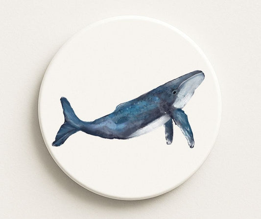 Blue Whale Ceramic Coaster - MerikaArt