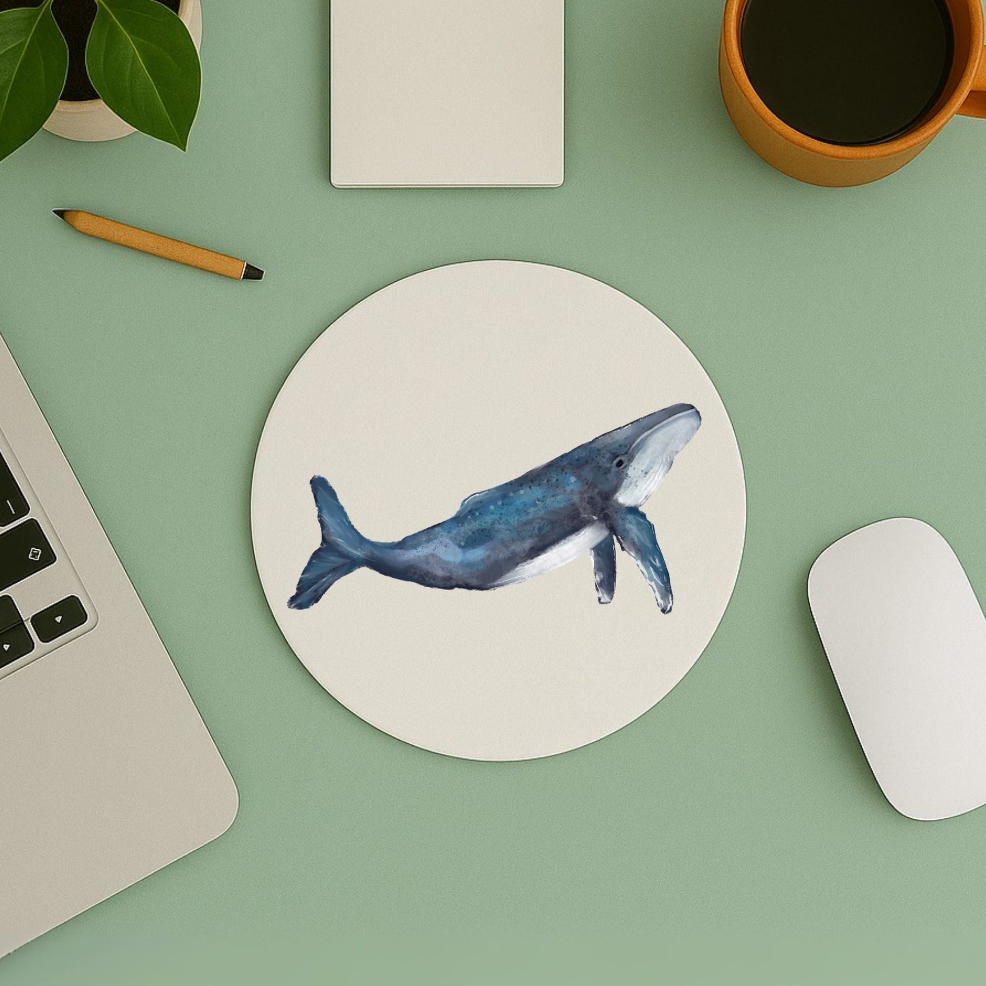 Blue Whale Mousepad - MerikaArt