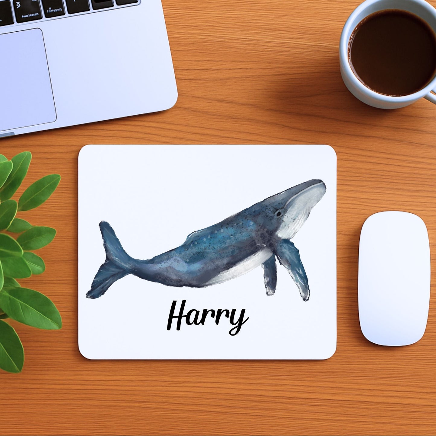 Blue Whale Mousepad - MerikaArt