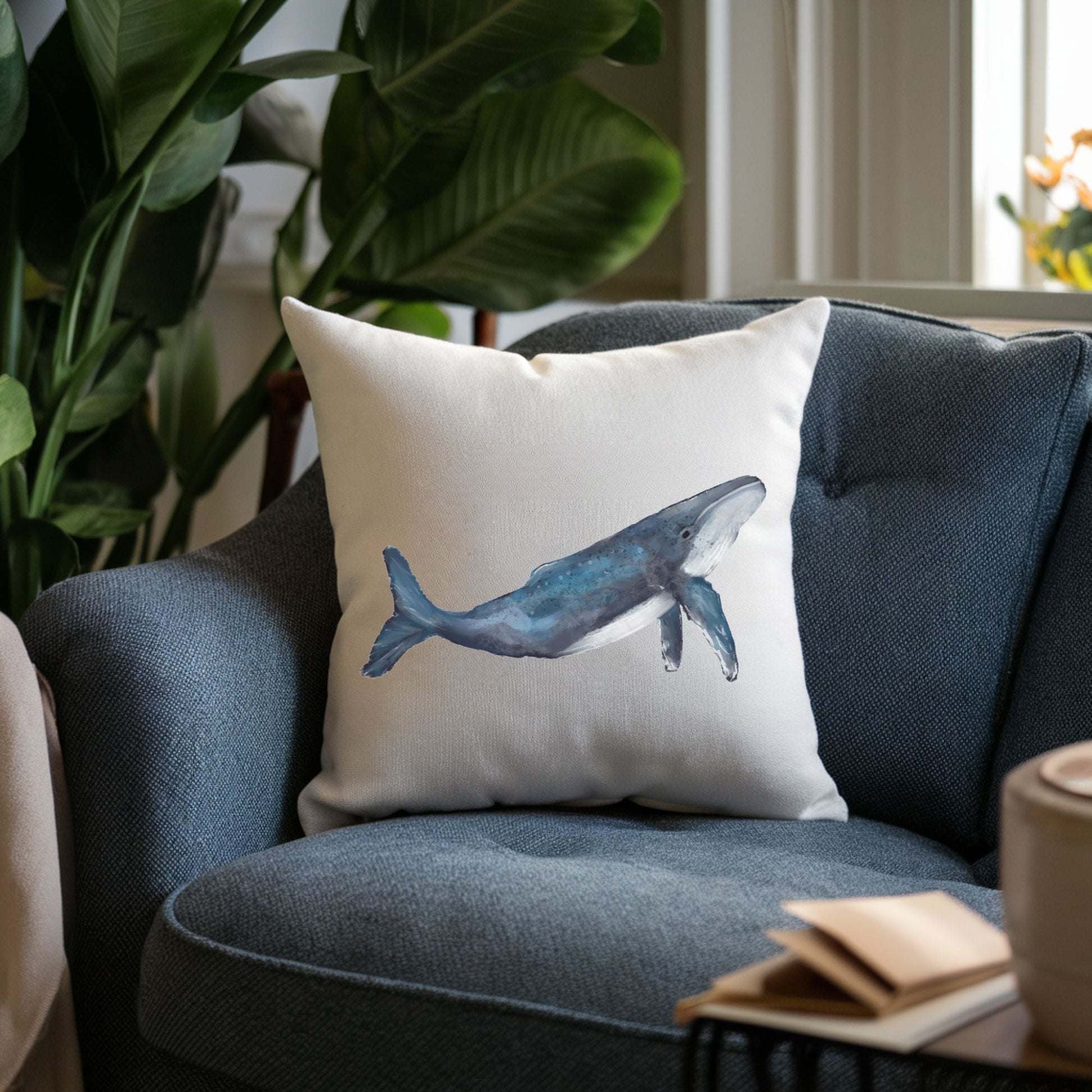 Blue Whale Pillow - MerikaArt