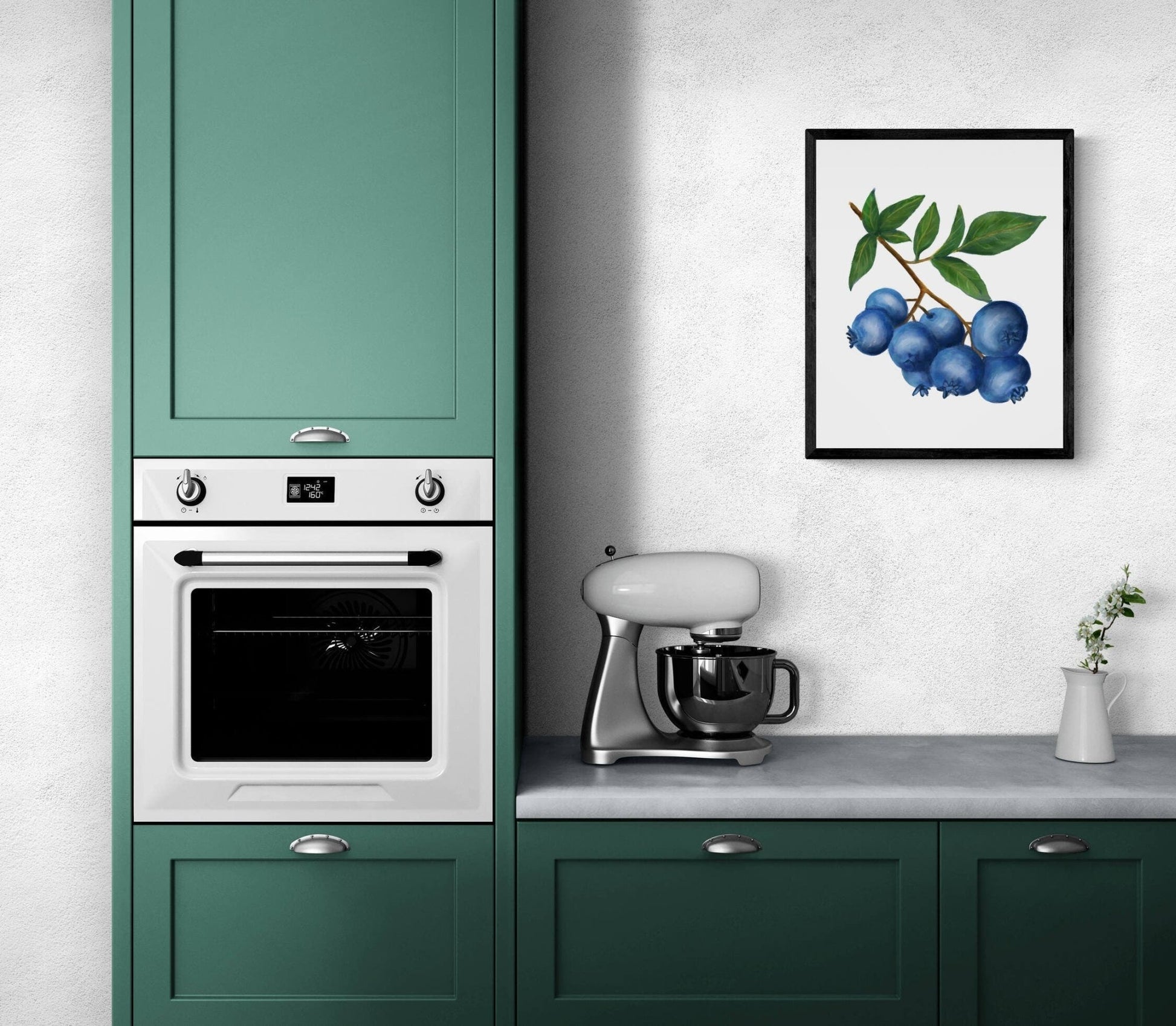 Blueberry Art Print, Blueberry Wall Art, Kitchen Wall Hanging, Dining Room Decor, Berry Painting, Fruit Illustration, Farmhouse Wall Decor - MerikaArt