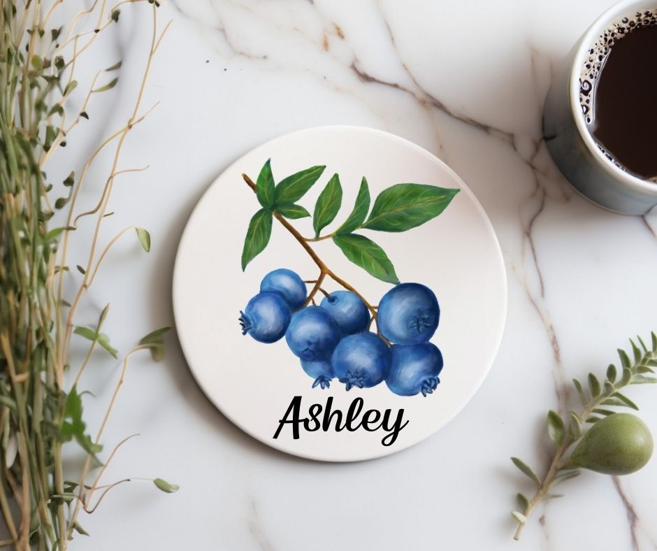 Blueberry Ceramic Coaster - MerikaArt