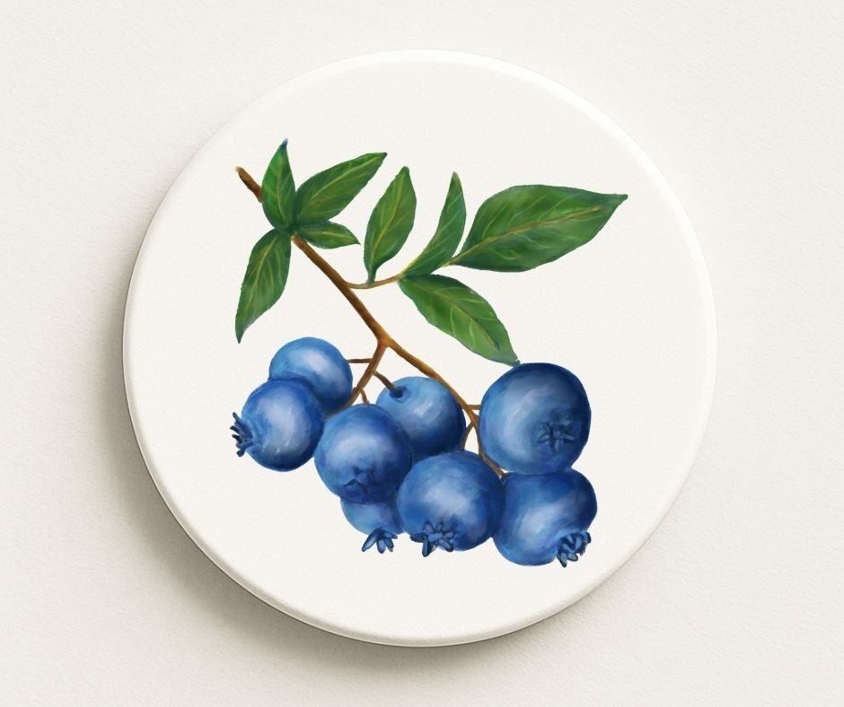Blueberry Ceramic Coaster - MerikaArt