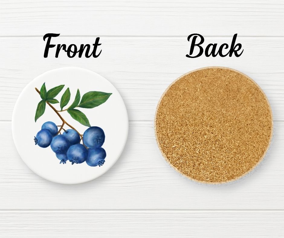 Blueberry Ceramic Coaster - MerikaArt