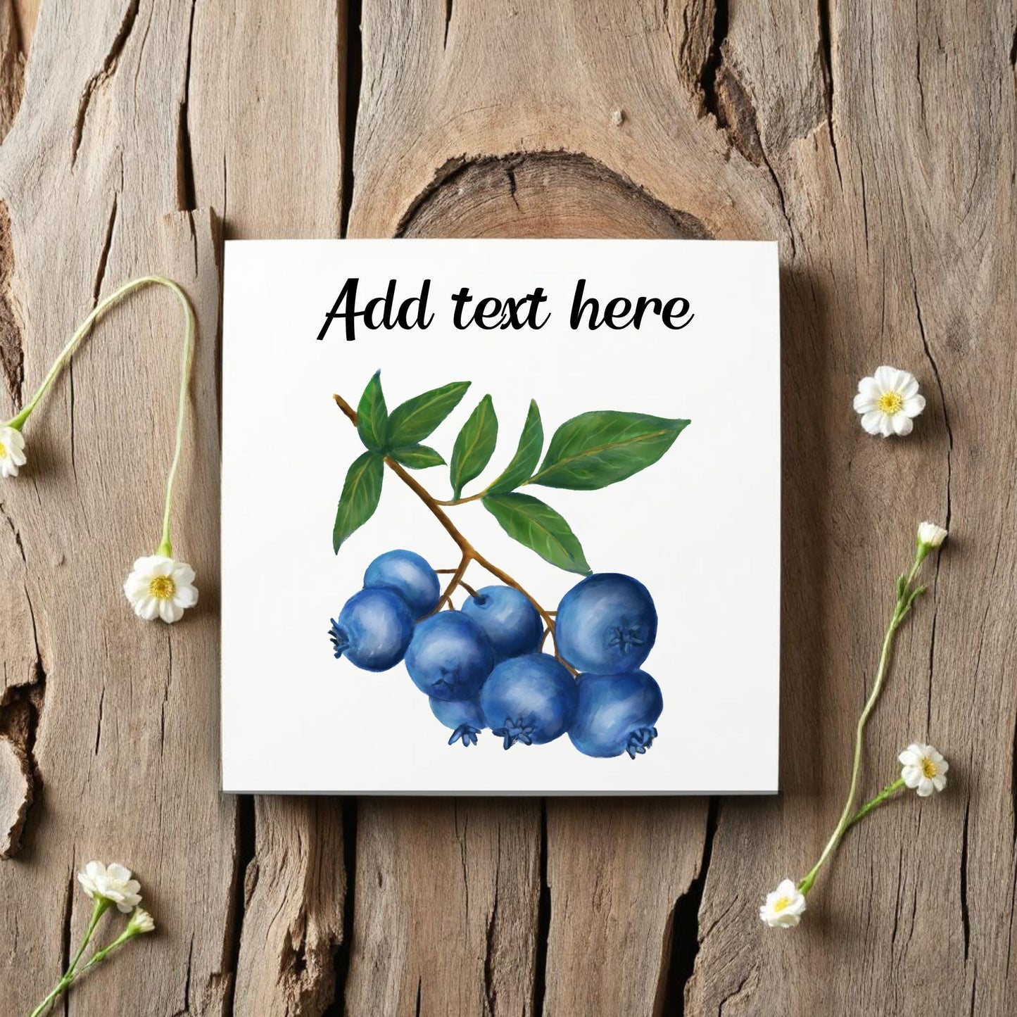 Blueberry Cluster Ceramic Tile – Handcrafted Fruit - Inspired Artwork - MerikaArt