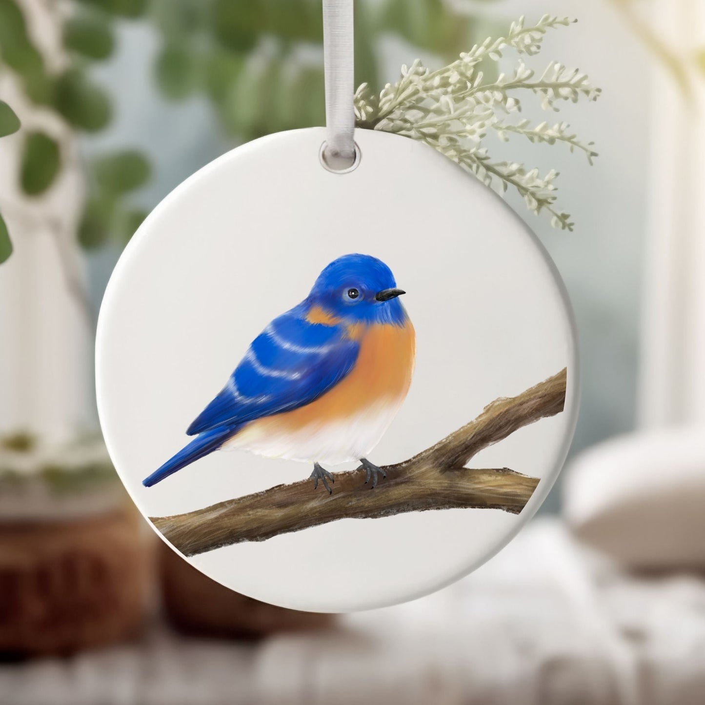 Bluebird Ceramic Ornament - MerikaArt