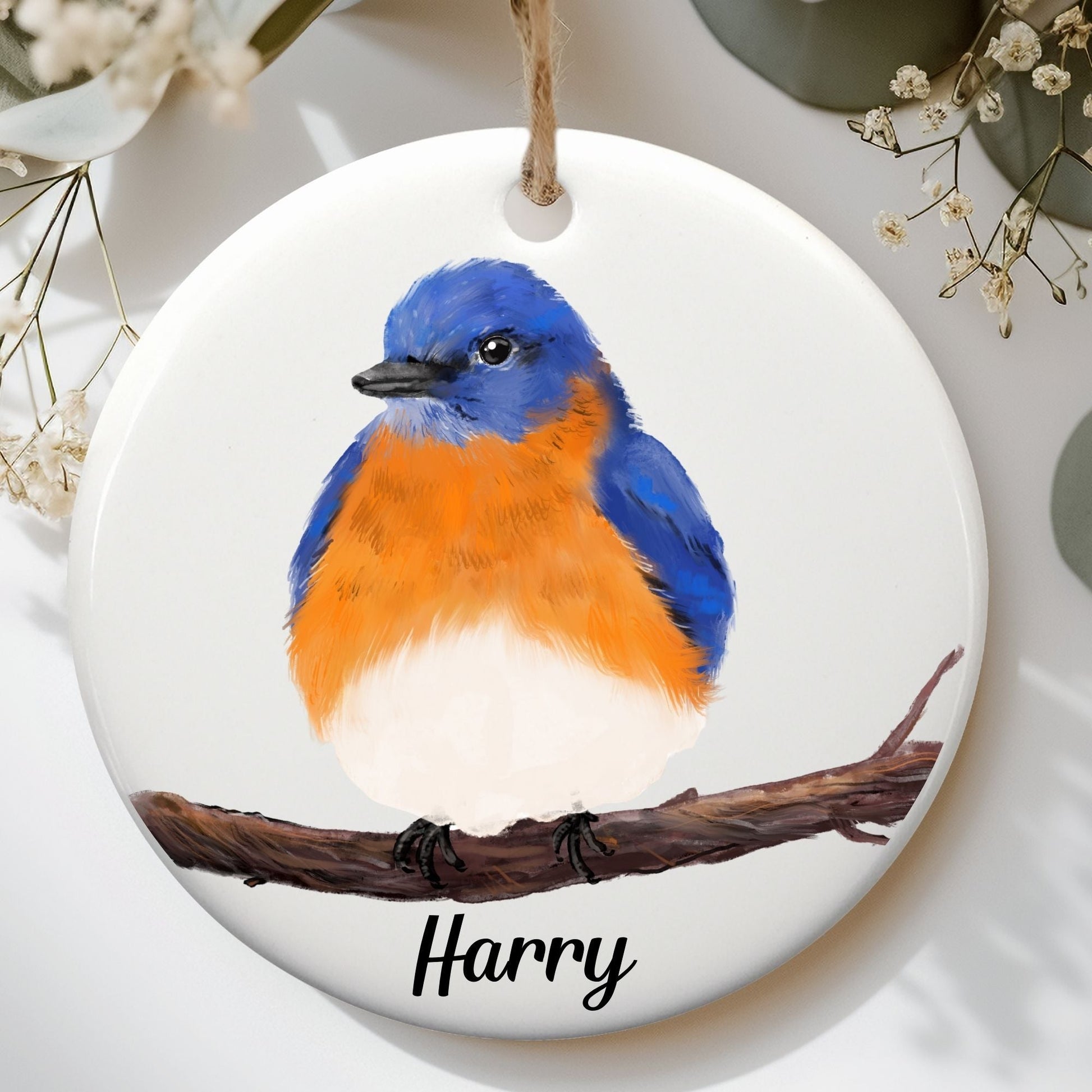 Bluebird Ceramic Ornament - MerikaArt