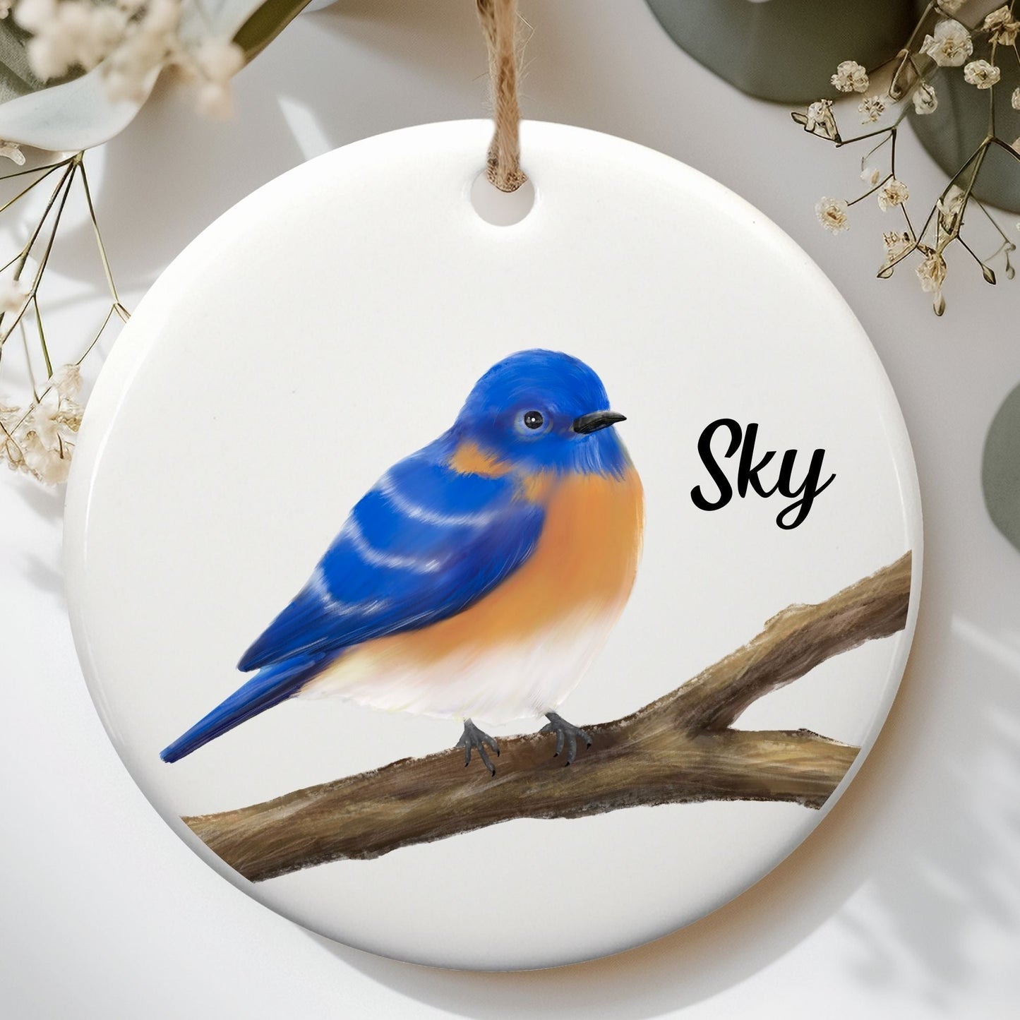 Bluebird Ceramic Ornament - MerikaArt