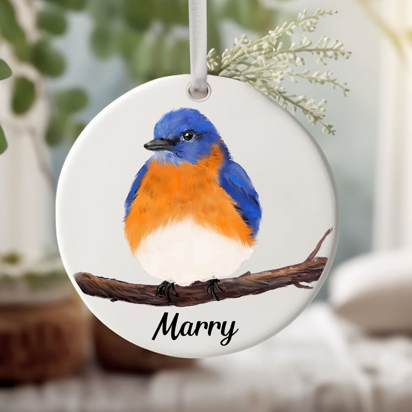 Bluebird Ceramic Ornament - MerikaArt