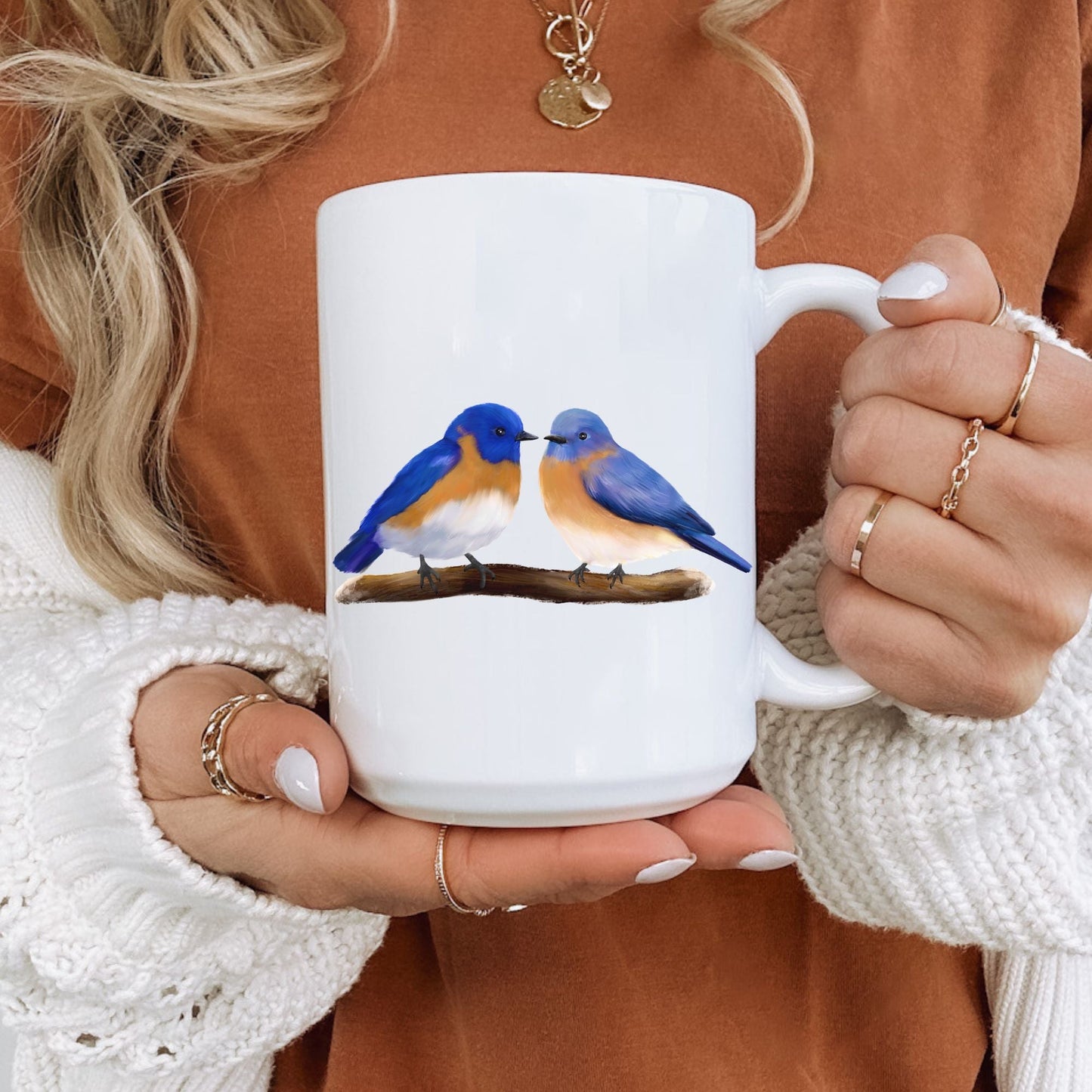 Bluebird Pair Ceramic Coffee Mug - MerikaArt