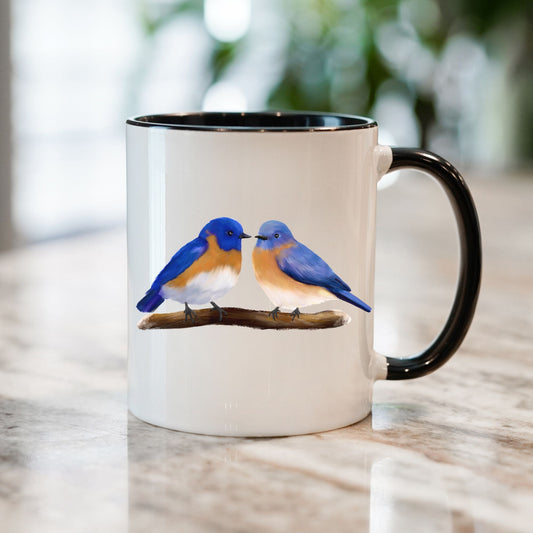 Bluebird Pair Ceramic Coffee Mug - MerikaArt