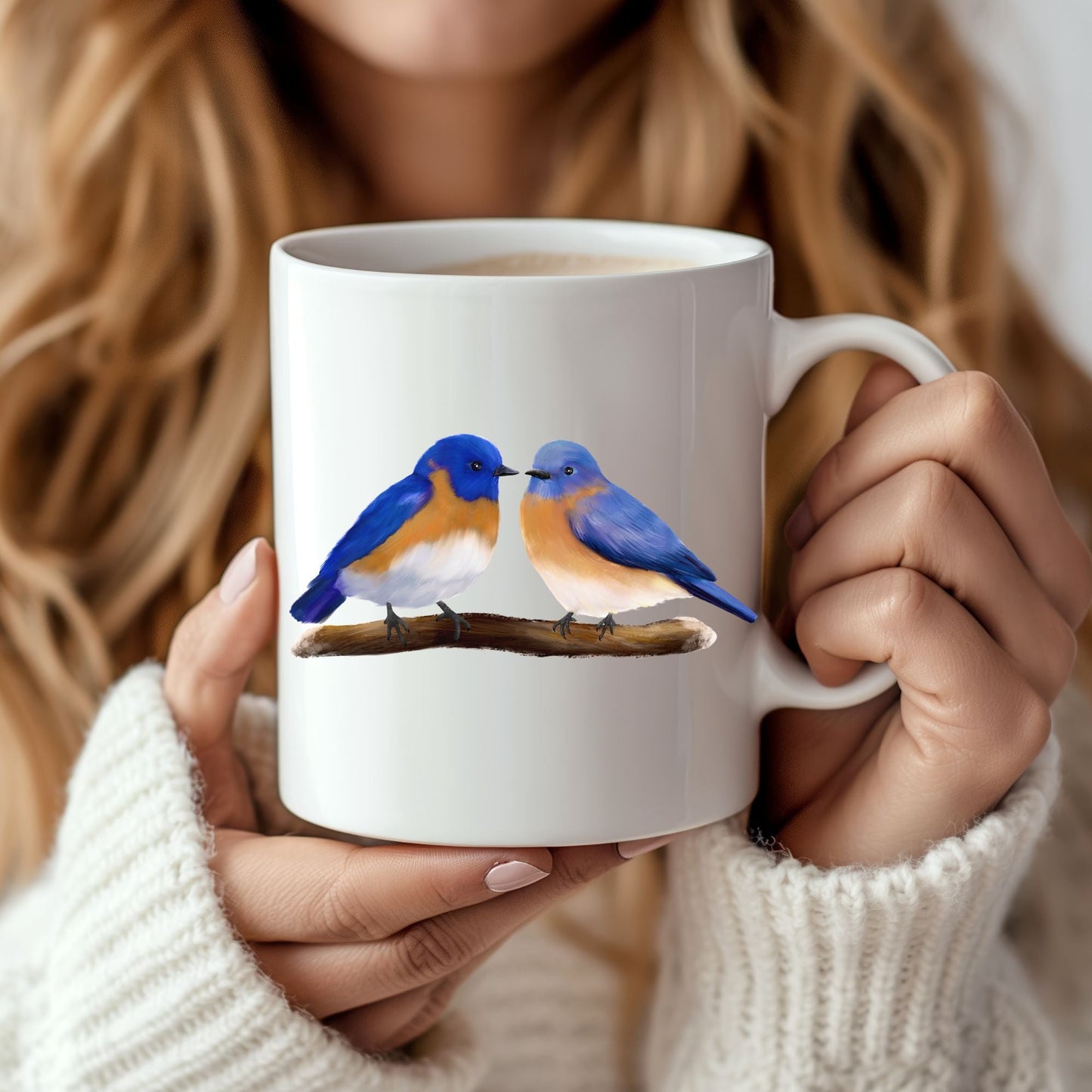 Bluebird Pair Ceramic Coffee Mug - MerikaArt