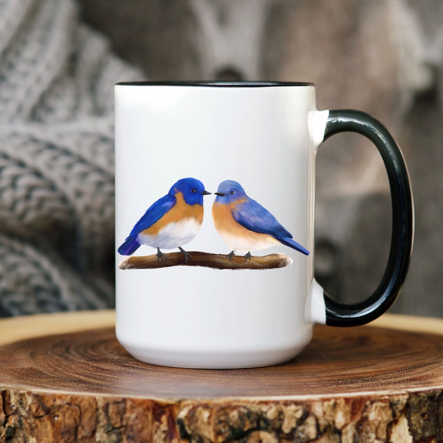 Bluebird Pair Ceramic Coffee Mug - MerikaArt