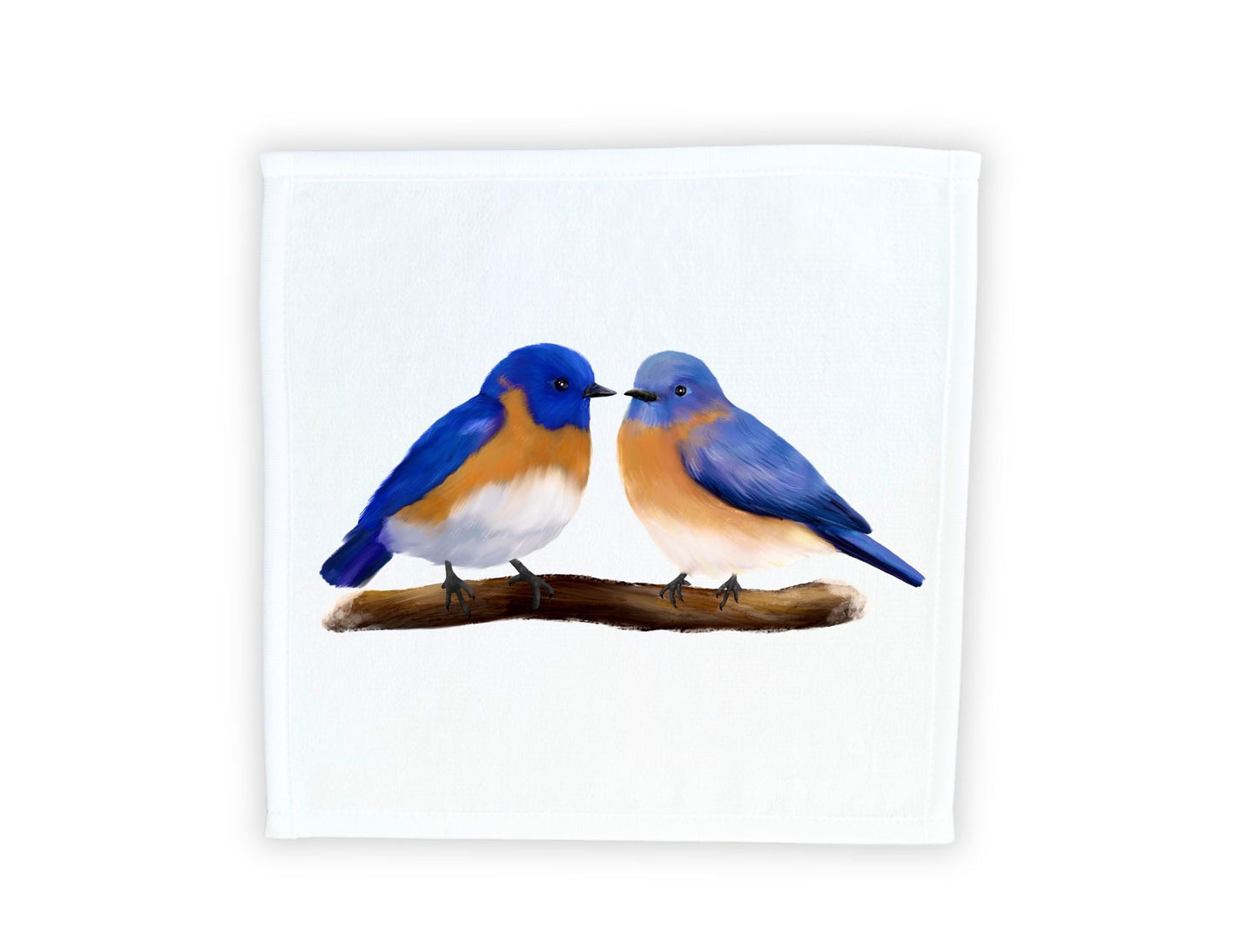 Bluebird Pair Washcloth - MerikaArt