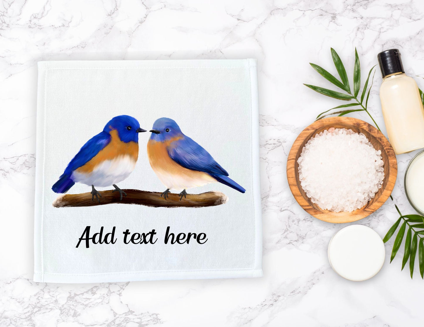 Bluebird Pair Washcloth - MerikaArt