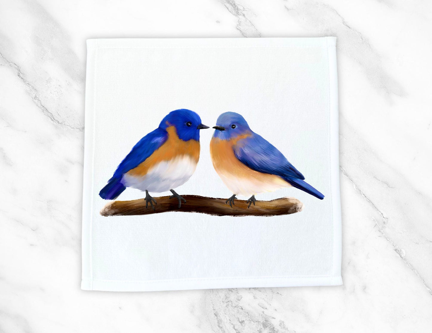 Bluebird Pair Washcloth - MerikaArt