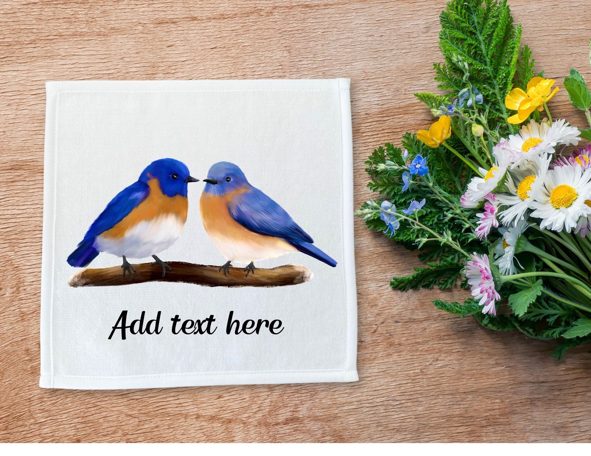 Bluebird Pair Washcloth - MerikaArt