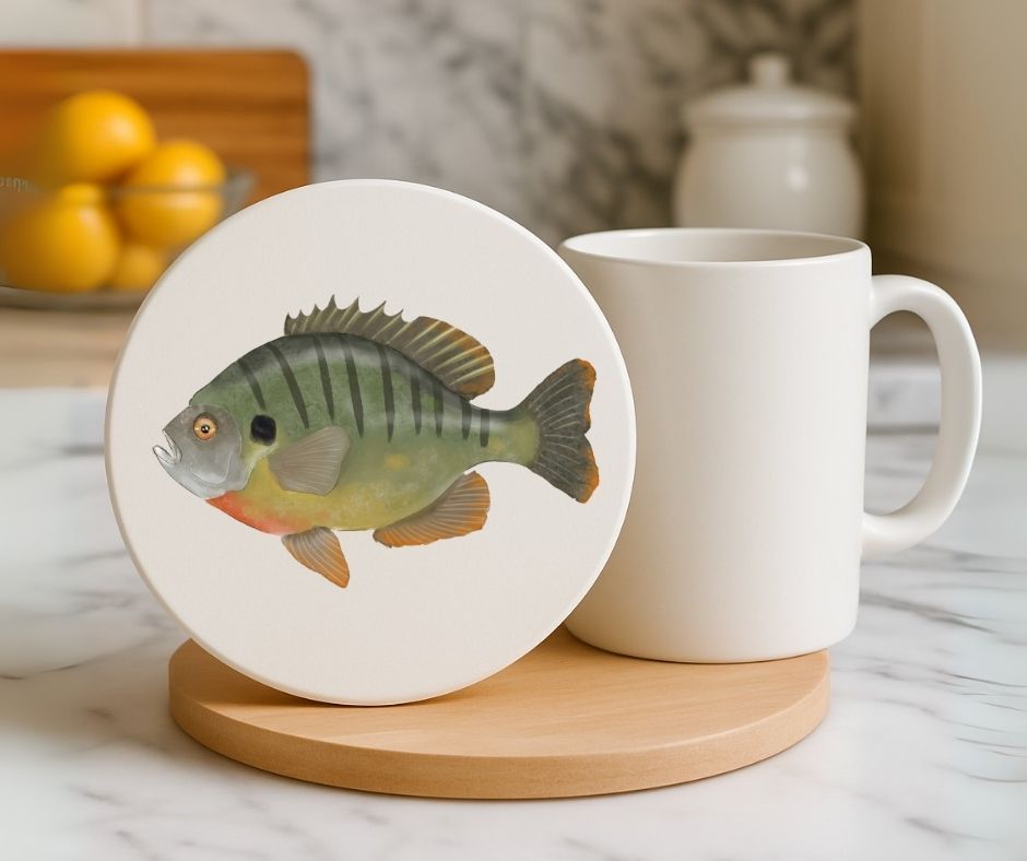 Bluegill Sunfish Ceramic Coaster - MerikaArt