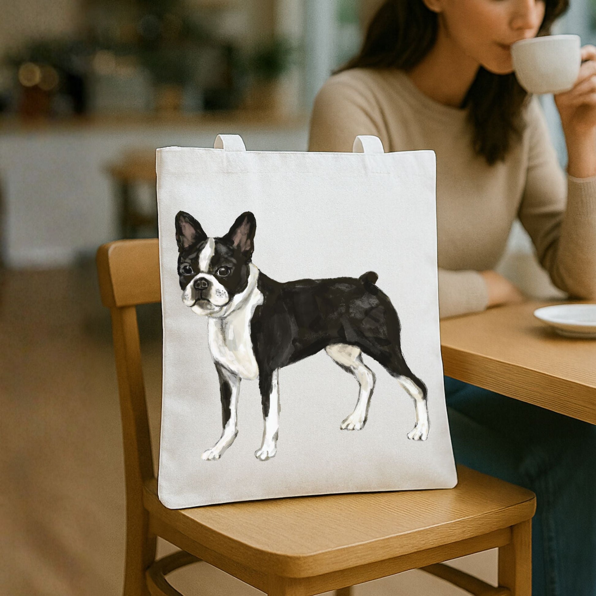 Boston Terrier Canvas Tote Bag - MerikaArt