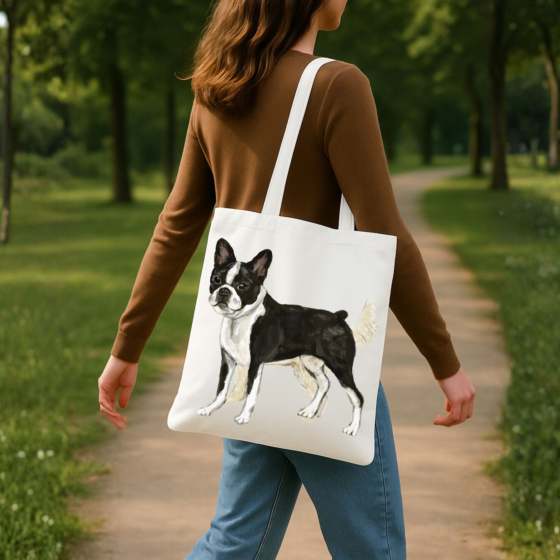 Boston Terrier Canvas Tote Bag - MerikaArt