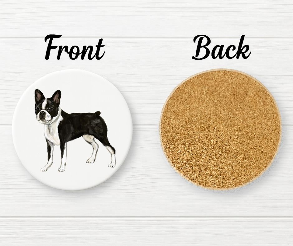 Boston Terrier Ceramic Coaster - MerikaArt
