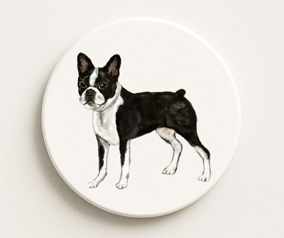 Boston Terrier Ceramic Coaster - MerikaArt